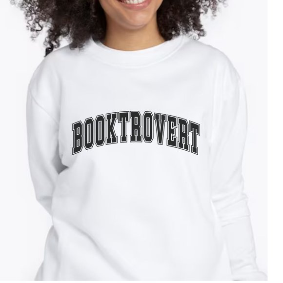 Booktrovert Pink Long Sleeve Crewneck Unisex Sweatshirt - Picture 5 of 5